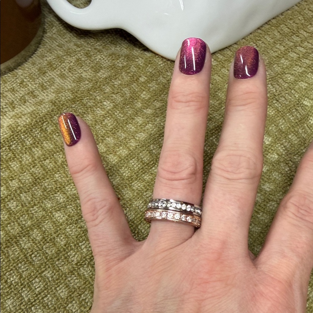 Elegant Rose Gold and Silver Stacked Ring Set size 7